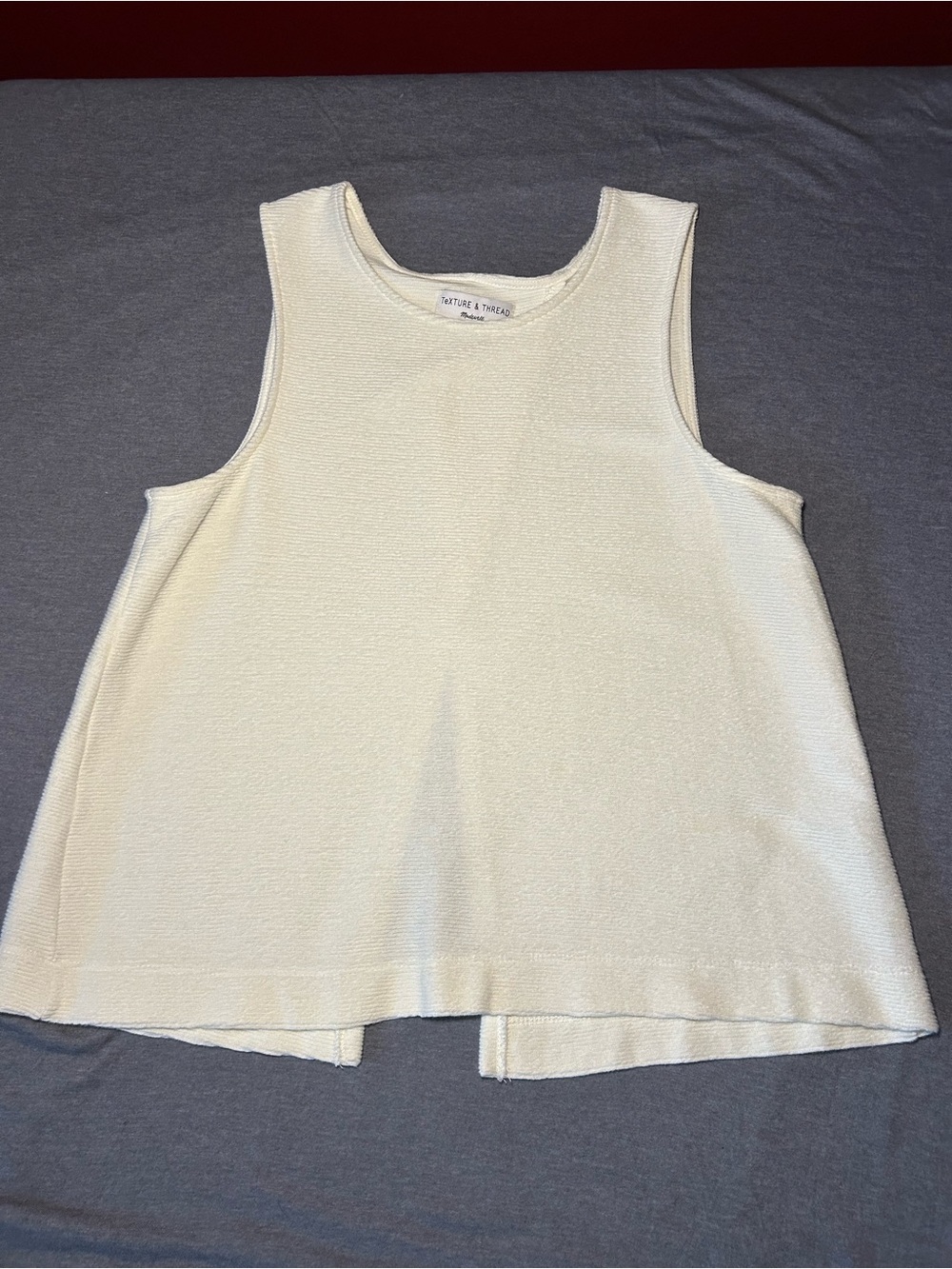 Madewell Cream Textured Sleeveless Swing Tank w/ Open Back